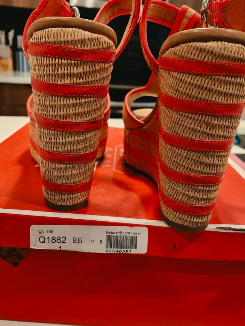 COACH GENEVA WEDGE NATURAL/BRIGHT CORAL Platforms Shoes  A0845 Size 11   NEW